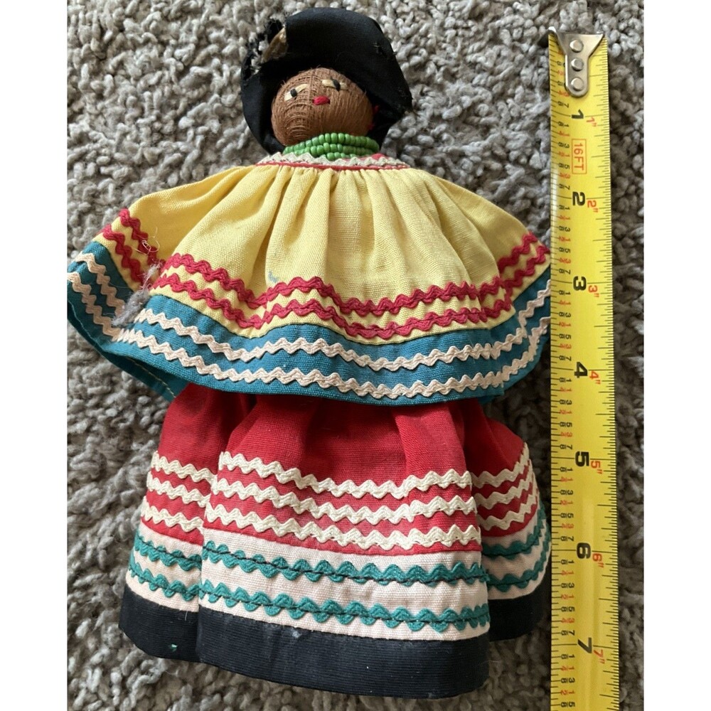 Vintage Native American Seminole Indian Woman Doll Palmetto Fiber Patchwork